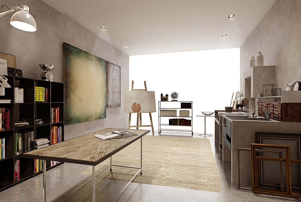 Modern kitchen and dining area